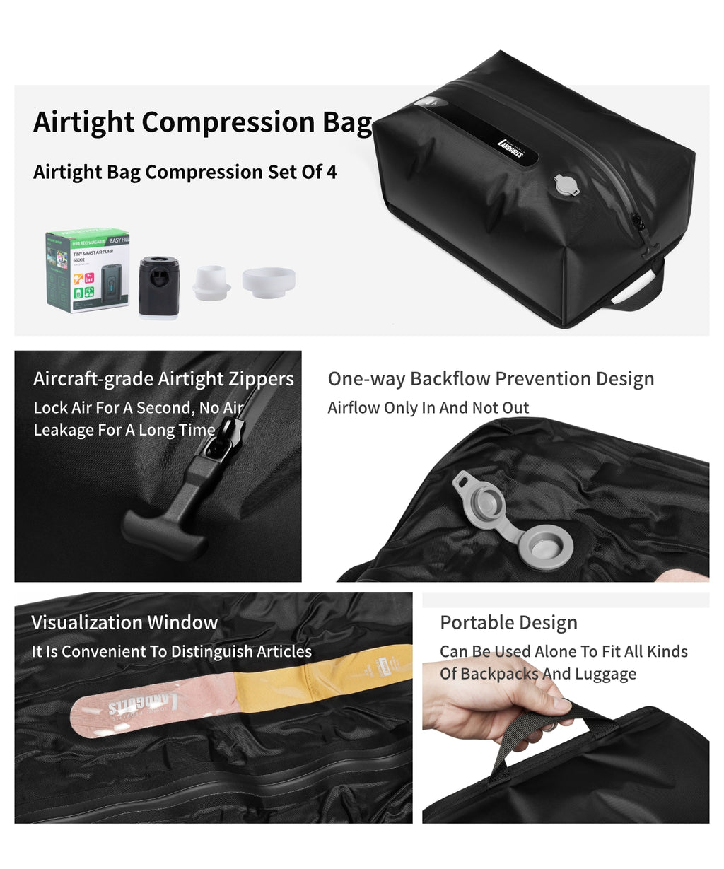 LAND GULLS Compression Packing Cubes Travel with Electric Pump, 1 Pack