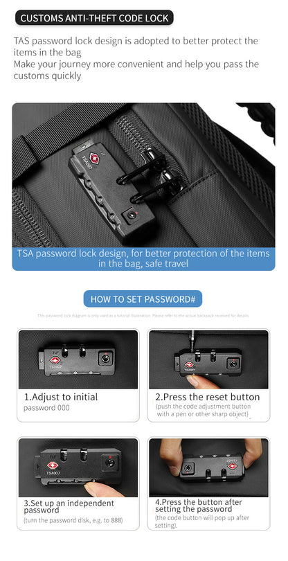 Vacuum-Compressed Large-Capacity Business Backpack for Men: 17-Inch Laptop, Waterproof, Wet/Dry Compartments, Outdoor Commuting Backpack