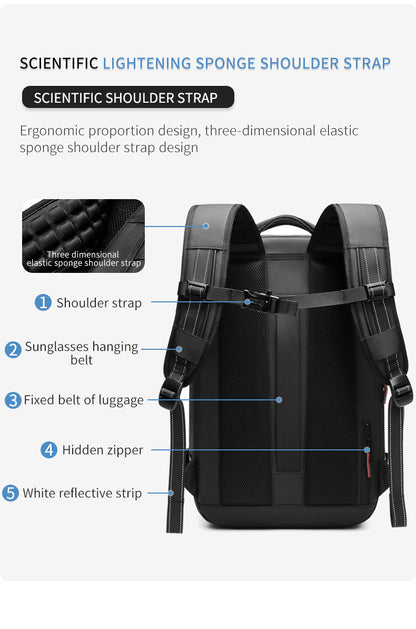 Vacuum-Compressed Large-Capacity Business Backpack for Men: 17-Inch Laptop, Waterproof, Wet/Dry Compartments, Outdoor Commuting Backpack
