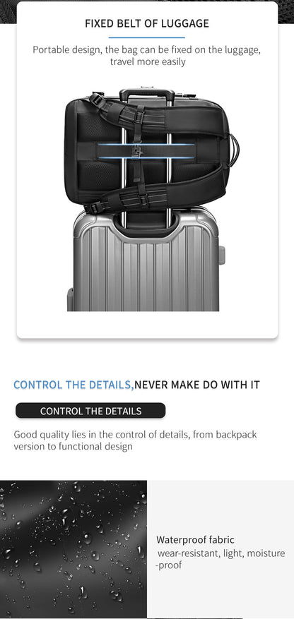 Vacuum-Compressed Large-Capacity Business Backpack for Men: 17-Inch Laptop, Waterproof, Wet/Dry Compartments, Outdoor Commuting Backpack