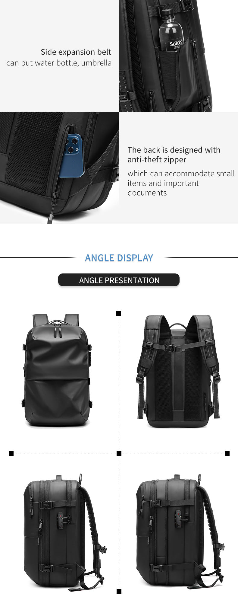 Vacuum-Compressed Large-Capacity Business Backpack for Men: 17-Inch Laptop, Waterproof, Wet/Dry Compartments, Outdoor Commuting Backpack