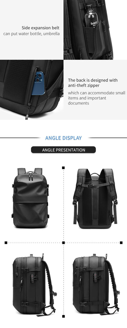 Vacuum-Compressed Large-Capacity Business Backpack for Men: 17-Inch Laptop, Waterproof, Wet/Dry Compartments, Outdoor Commuting Backpack