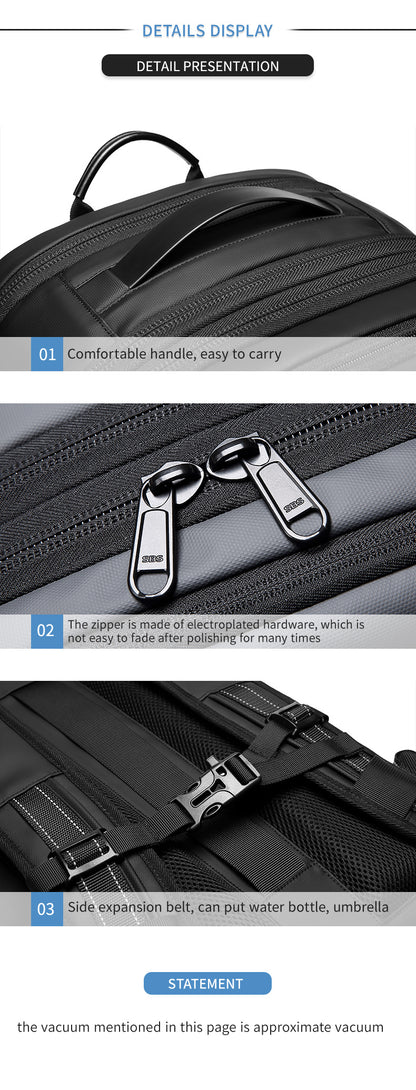 Vacuum-Compressed Large-Capacity Business Backpack for Men: 17-Inch Laptop, Waterproof, Wet/Dry Compartments, Outdoor Commuting Backpack