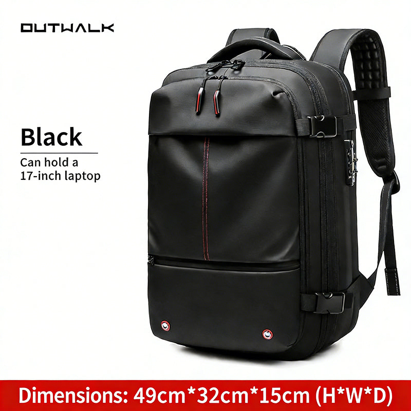 Vacuum-Compressed Large-Capacity Business Backpack for Men: 17-Inch Laptop, Waterproof, Wet/Dry Compartments, Outdoor Commuting Backpack