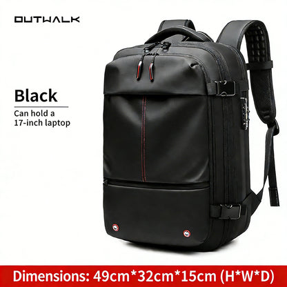Vacuum-Compressed Large-Capacity Business Backpack for Men: 17-Inch Laptop, Waterproof, Wet/Dry Compartments, Outdoor Commuting Backpack