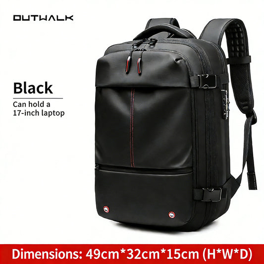 Vacuum-Compressed Large-Capacity Business Backpack for Men: 17-Inch Laptop, Waterproof, Wet/Dry Compartments, Outdoor Commuting Backpack